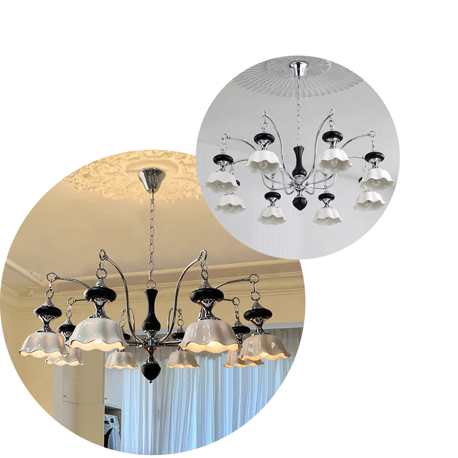 Full-spectrum eye-protecting lighting with handmade ceramic lampshade.